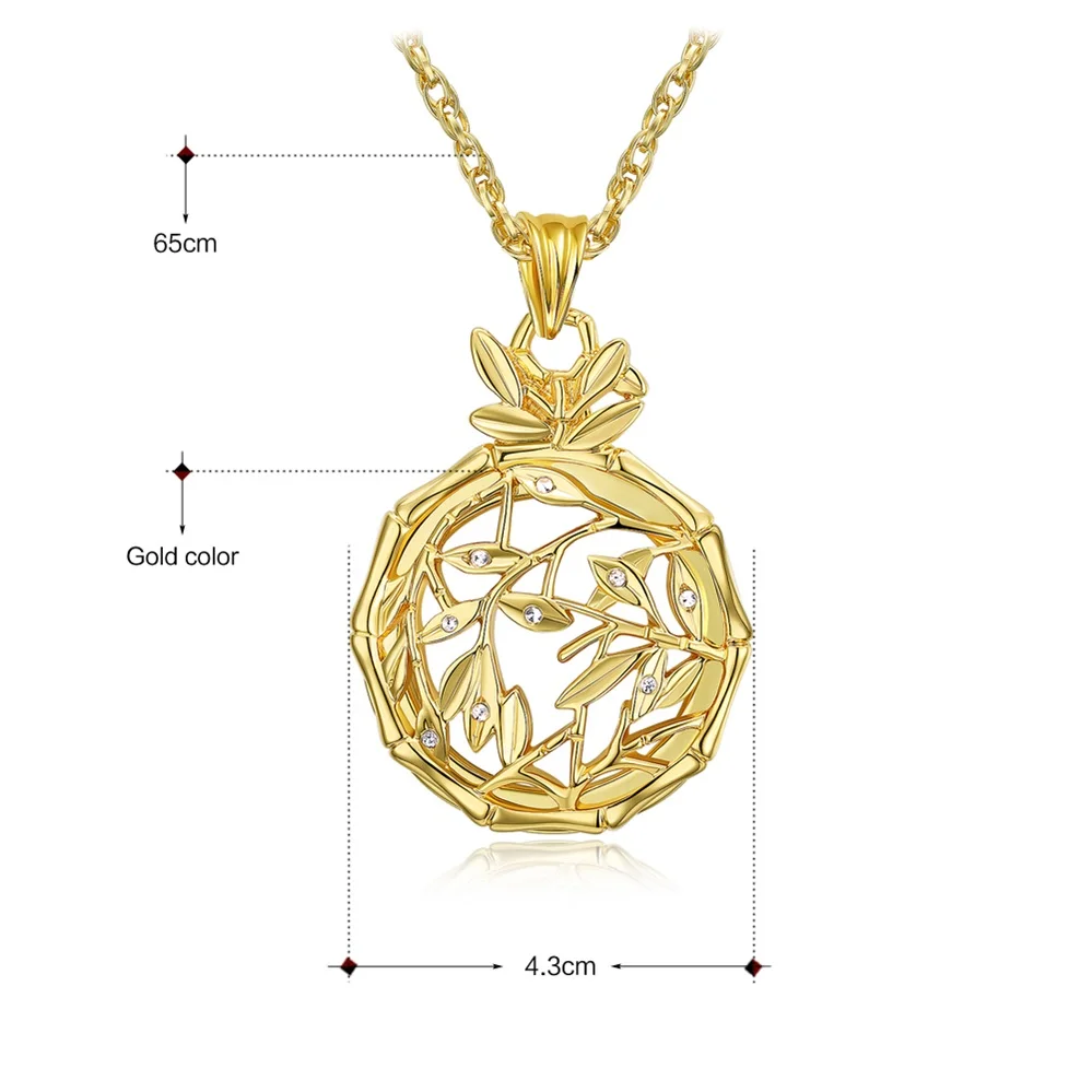 DreamCarnival1989 Bamboo Leaves Gold Color Magnifier Glass Len Pendentif Femme Long Colar Necklace Pendant Mutter Jewelry P-005