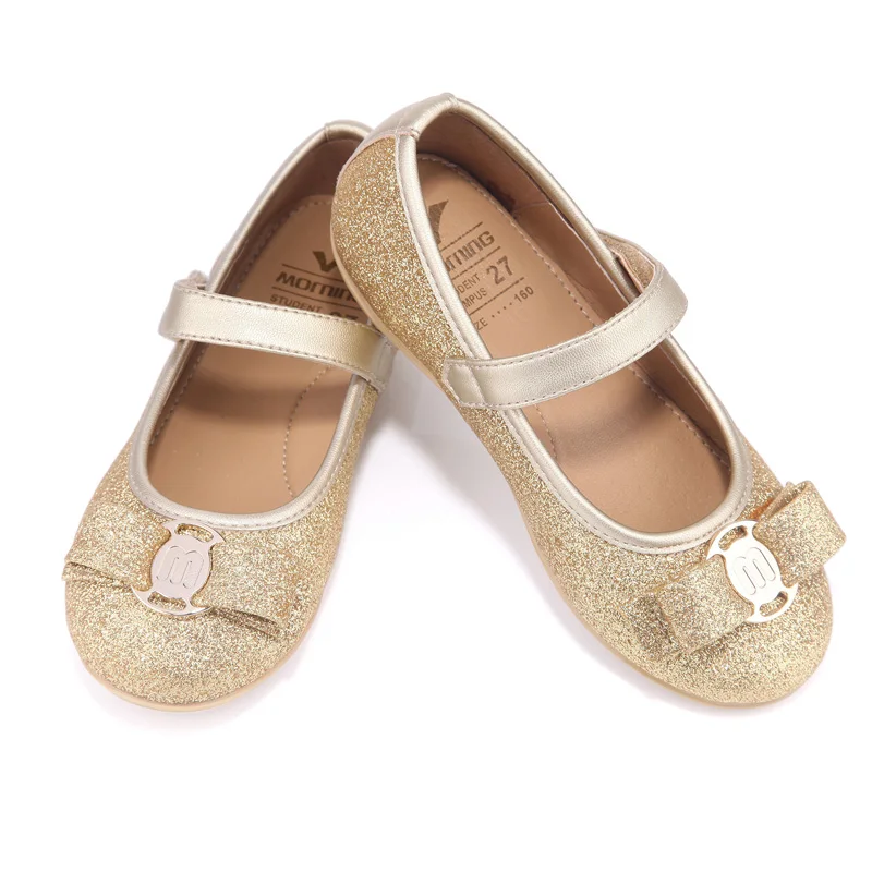 

Girls Shoes Spring And Autumn Gold Silver Black Light Children's Shoes Non-slip Ballet Flats Leather Kids Shoes
