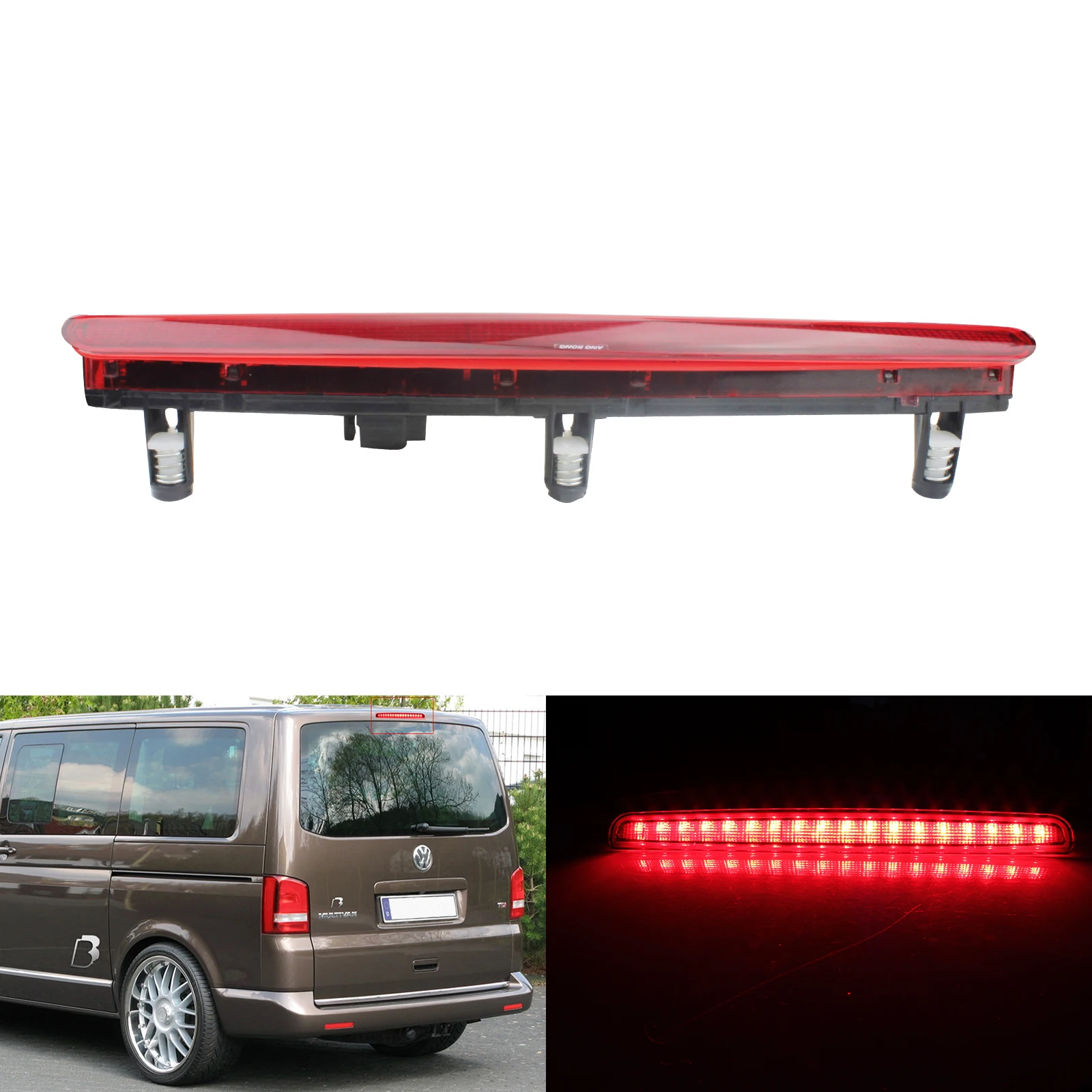 ANGRONG 1x 18 SMD Rear Lamp LED High Level Brake Light For Volkswagen VW T5 TRANSPORTER / MULTIVAN / CARAVELLE 03-15 Red Lens