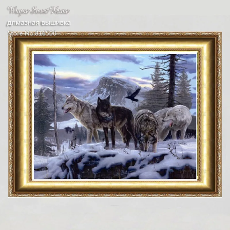 High Quality Animal Christmas Wolf Diy Diamond Painting Rhinestone Pasted Mosaic Painting Square Drill Canvas Embroidery Cross