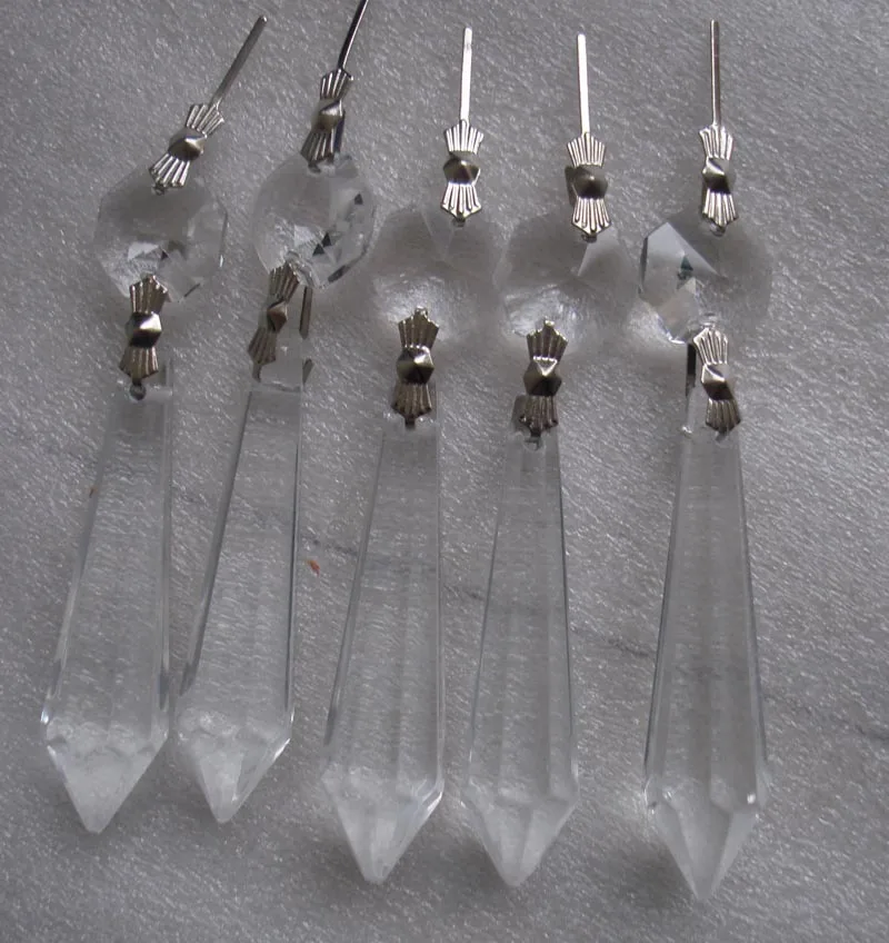 

60mm crystal u-drop prism + octagon beads with metal hook for crystal glass chandelier parts