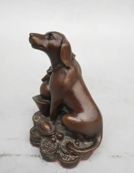 China's Seiko carving pure brass purple wealth dog statue