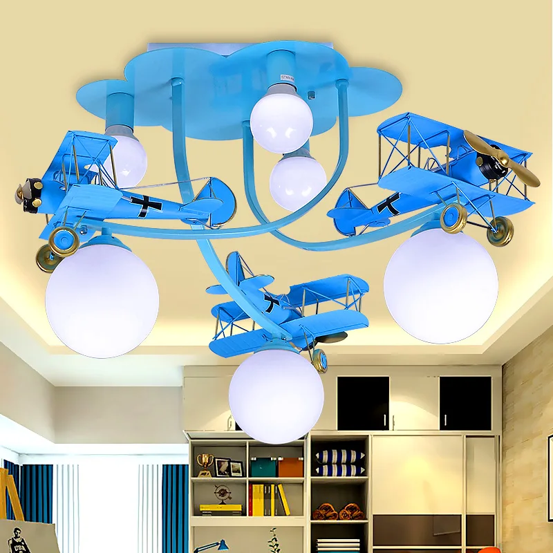 New personality retro iron wagon lighting children's room Pendant Lights bedroom boys girls led creative cartoon Blue lamps