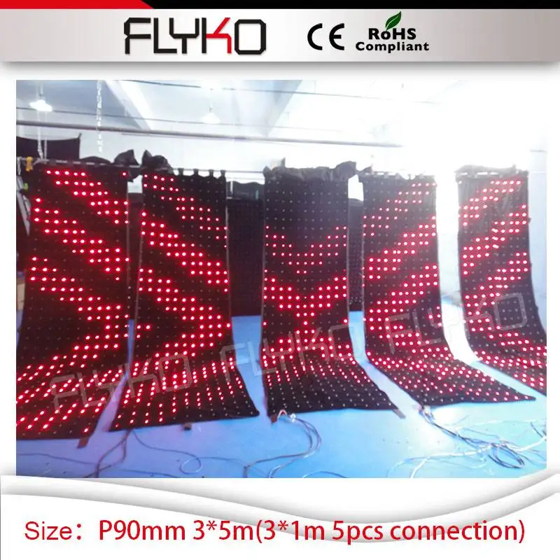 

mini dj backdrop 10ft height by 4ft width 5pcs connection fashionable big party show 3x5m led video curtain HDP9