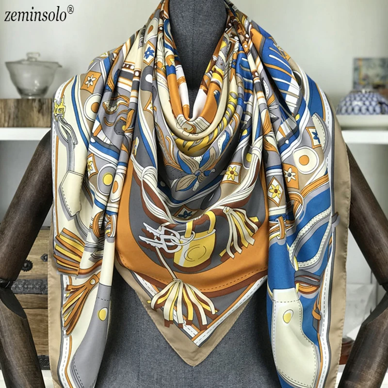 130*130cm Spring New Arrival High Quality Big Size Imitated Silk Satin Scarves Shawl Women Square Silk Scarf Bandana Hijab