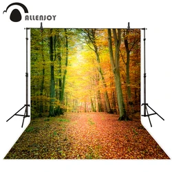 Allenjoy photography backdrop autumn tree dreamy golden leaves forest background fantasy props photo studio new