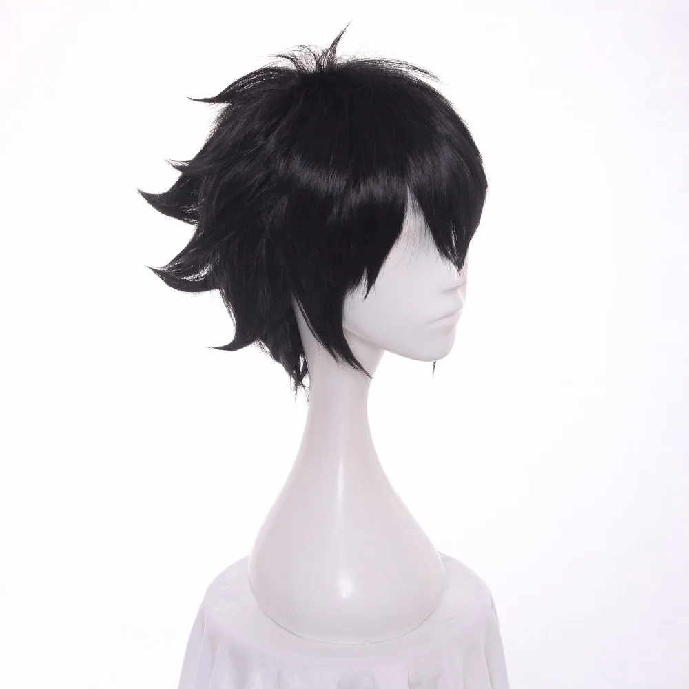 ccutoo 30cm Seraph of the End Yuichiro Hyakuya Black Short Fluffy Layered Synthetic Hair For Men's Halloween Cosplay Wig