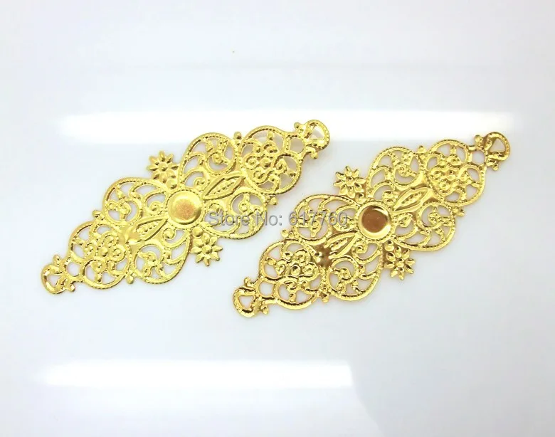 

Free shipping-50 Gold Plated Filigree Flower Wraps Jewelry Findings Connectors Flatback Scrapbooking 6.1x2.4cm J0558