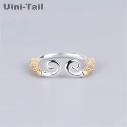 Uini-tail-Anillo de plata tibetana para hombre y mujer, sortija abierta, estilo retro, creativo, con personalidad, 925, JZ229