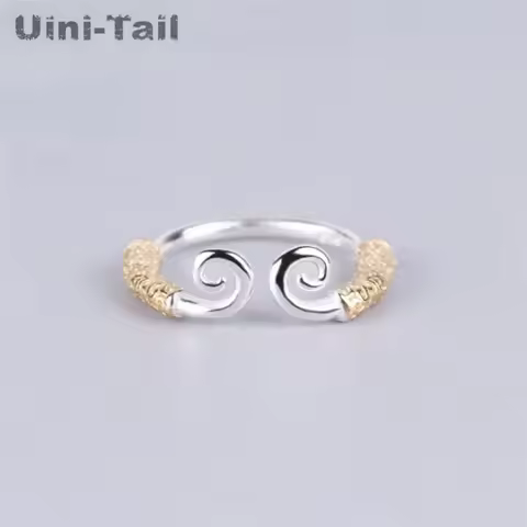 Uini-Tail hot new 925 Tibetan silver Sun Wukong tight spell open ring retro creative men and women personality jewelry JZ229