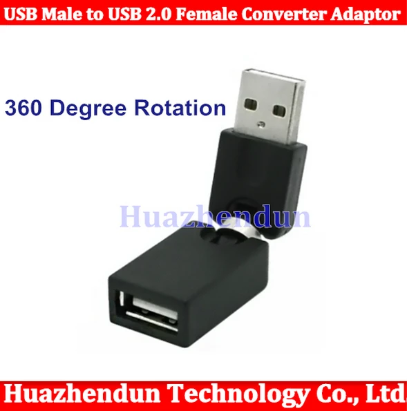 USB 2.0 Male to USB 2.0 Female Converter Adaptor 50pcs/lot 360 Degree Rotation Angle Adapter Connector  Free Shipping