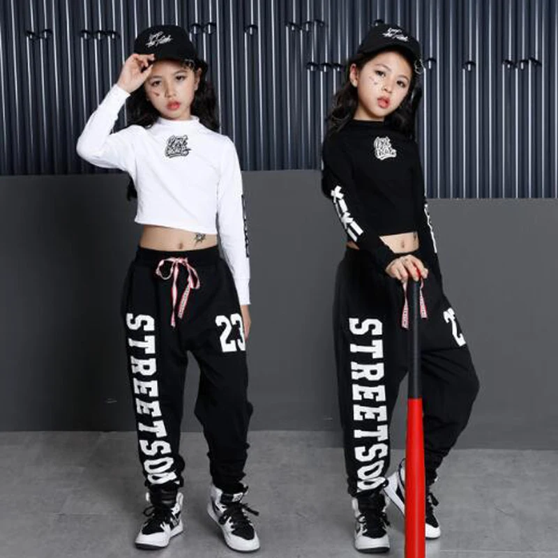 Kids Hip Hop Clothing Clothes Jazz Dance Costume for Girls Cropped Sweatshirt Top Shirt Jogger Pants Ballroom Dancing Streetwear