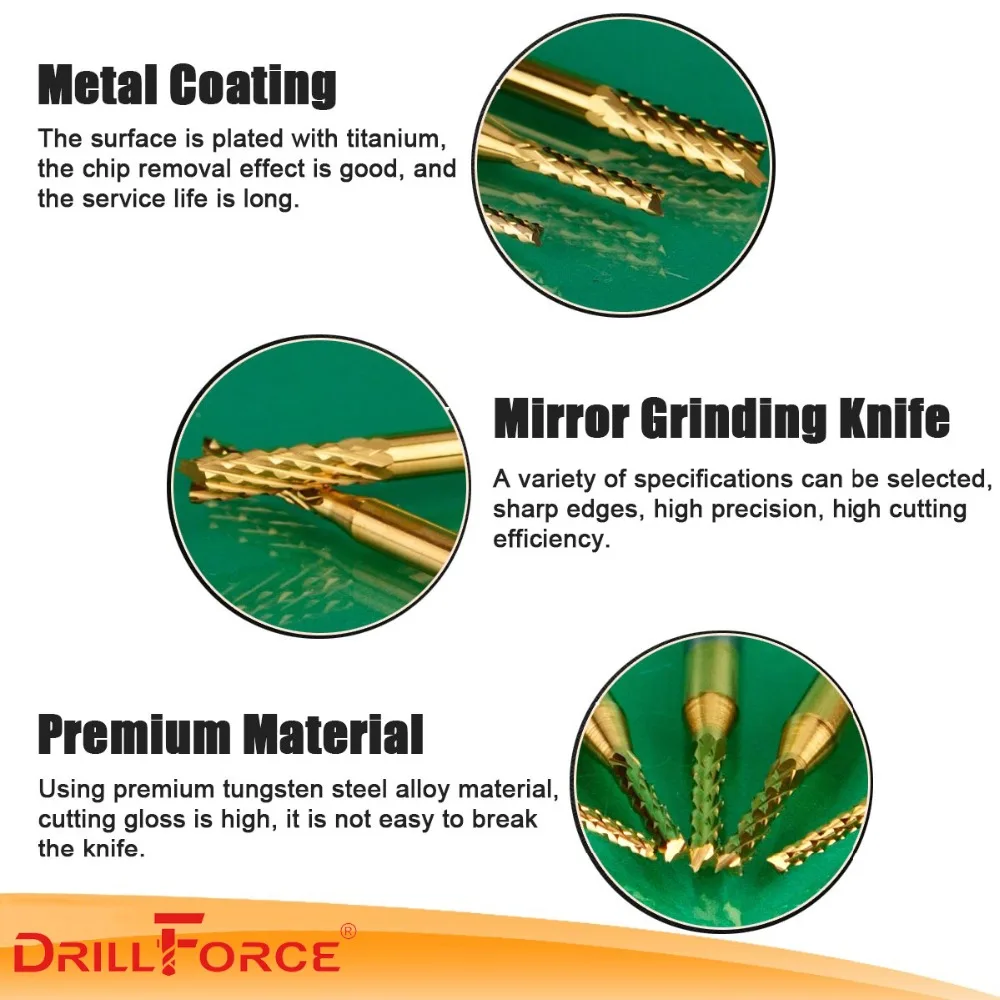 10 sztuk PCB frez 0.5mm-3.175mm tytanu frezowanie mielenie kukurydzy bity frez węglika wolframu Mini frez trzpieniowy grawerowanie CNC