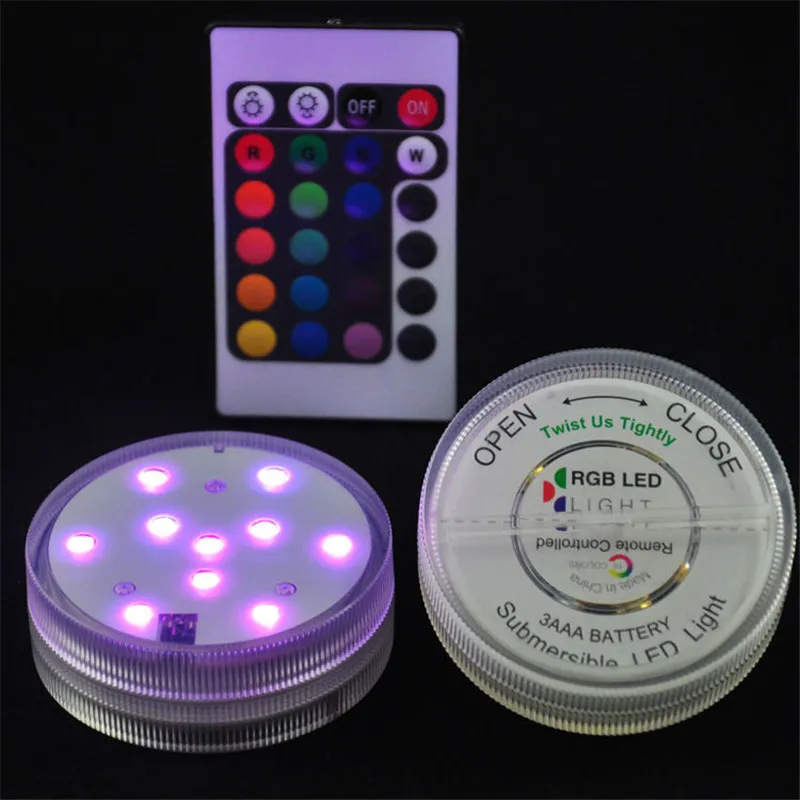 

2.8inch Round Mini LED Light Base 100% Waterproof Submersible LED Floral Light For Wedding Party Events Holiday Deco With Remote