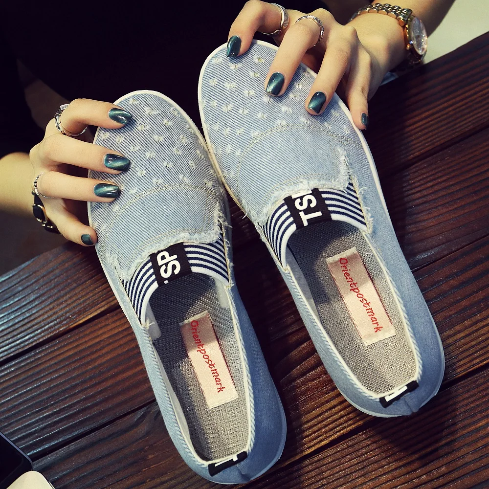 Women Canva Sneakers Shoes Spring Denim Shoes Female Flats Gril Students Casual Classic Shoes New Jeans Feminino Zapatos Mujer