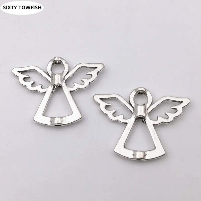 100pcs 22x30mm Metal/Alloy Antique Silver Color Angel Charms Pendant Jewelry Connection Accessories Findings