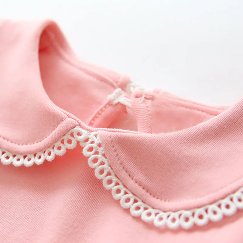 T-shirt per bambini nuovi per bambini primavera autunno cotone abbigliamento per ragazze rosa bianco t-shirt per bambini camicie a maniche lunghe per ragazze solide