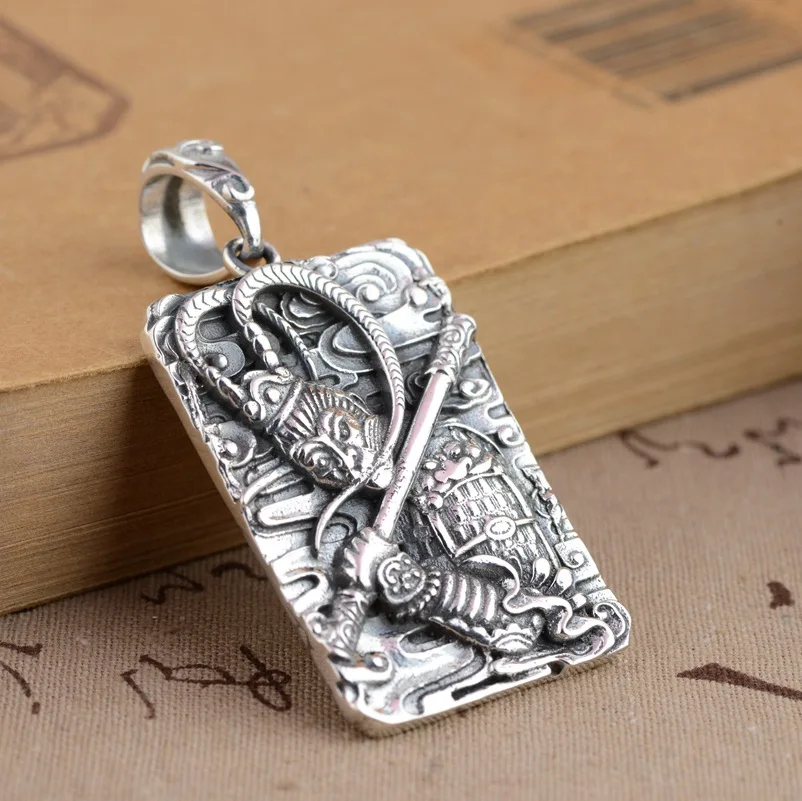 New S925 Sterling Silver Pendant Jewelry Silver process fighting over the Buddha Sun Wukong Pendant NEW