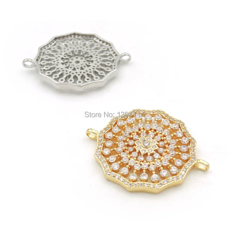 33*27*3mm Micro Pave Clear CZ Dodecagram Connector Fit For Women As DIY Bracelets Accessory