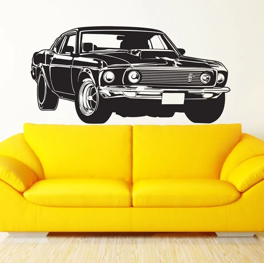 Shelby GT Ford Mustang Muscle Racing Car Wall Decal Art Decor Sticker Vinyl Wall Stickers Mural Wallpaper D248