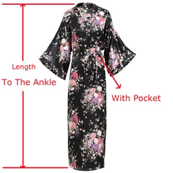 Plus Size Lady Long Robe Print Flower Kimono Bathrobe Casual Sleepwear Home Clothes Rayon Bride Bridesmaid Dressing Gown