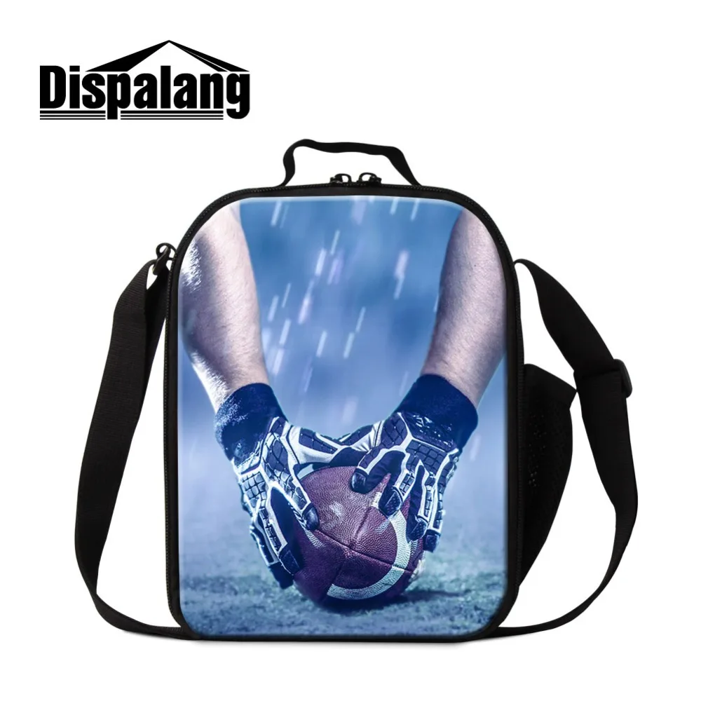 

Dispalang Design Rugbyl Printed Lunch Sack Case for Teens Insulated Child Lunch Box with Compartments Portable Boys Cooler Pack