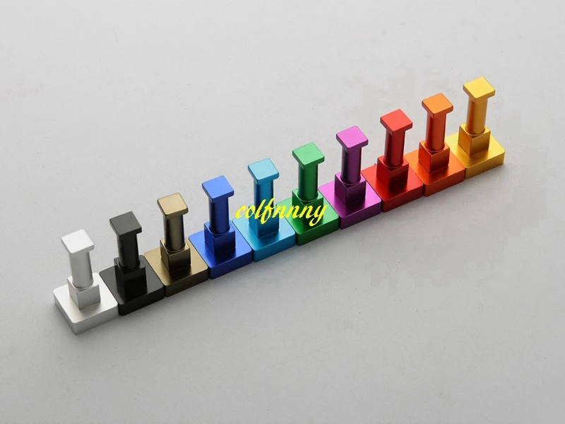 1000pcs/lot Aluminum Candy Color Clothes Square Hanger & Towel & Coat & Robe Hook Decorative Bathroom Hooks Wall Mounted