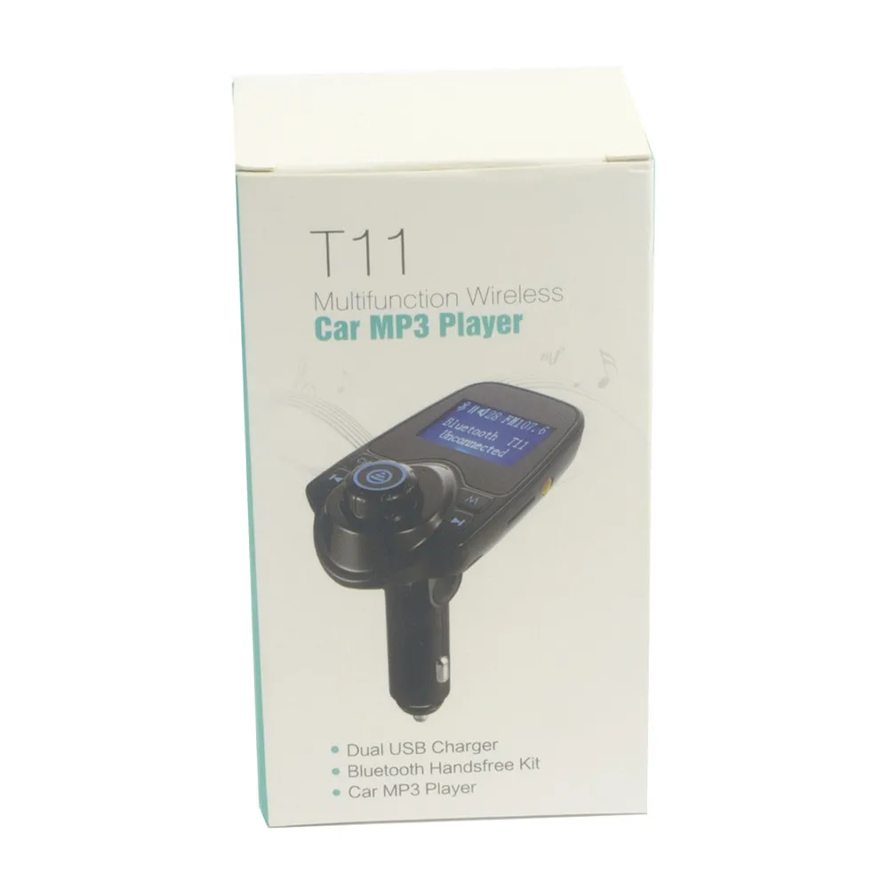 ใหม่ล่าสุดรุ่น T11ชุดแฮนด์ฟรีไร้สายบลูทูธ FM Transmitter Player/Dual USB Charger