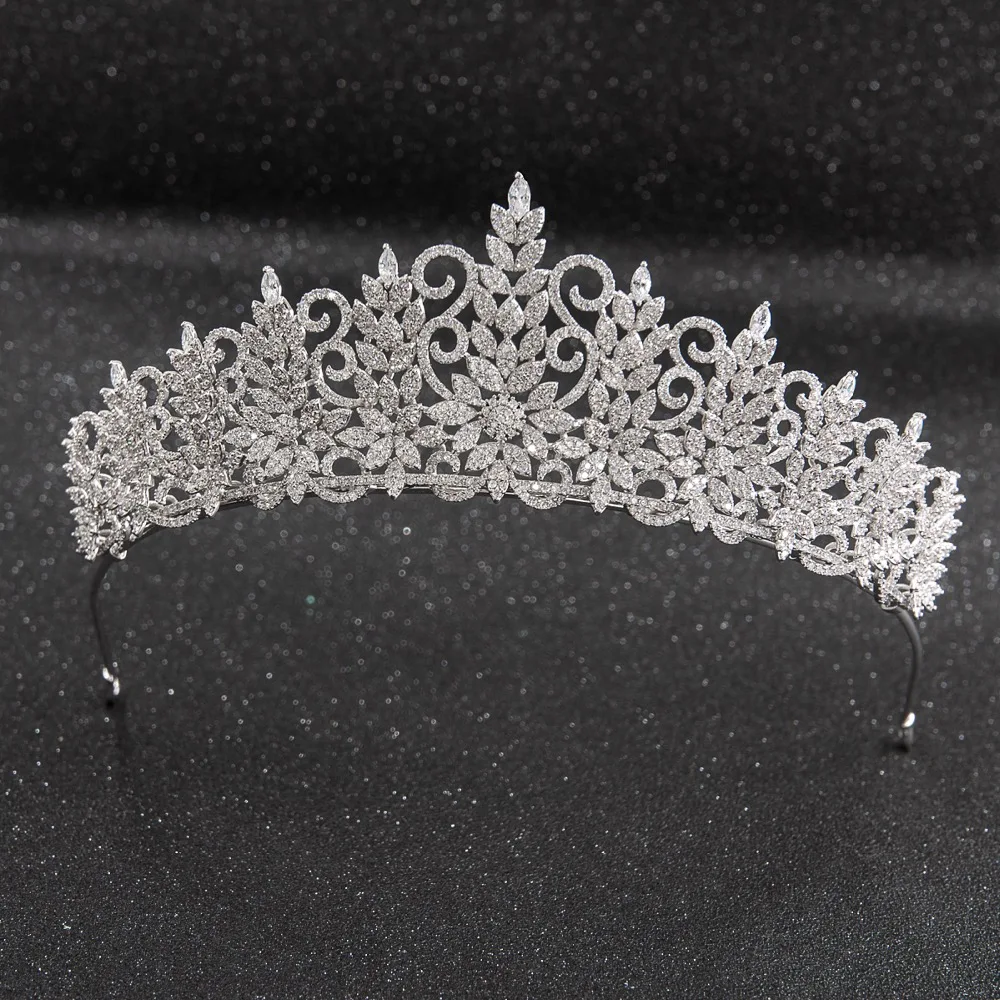 

Tall Crystals CZ Cubic Zirconia Wedding Bridal Royal Tiara Diadem Crown Women Prom Hair Jewelry Accessories CH10241