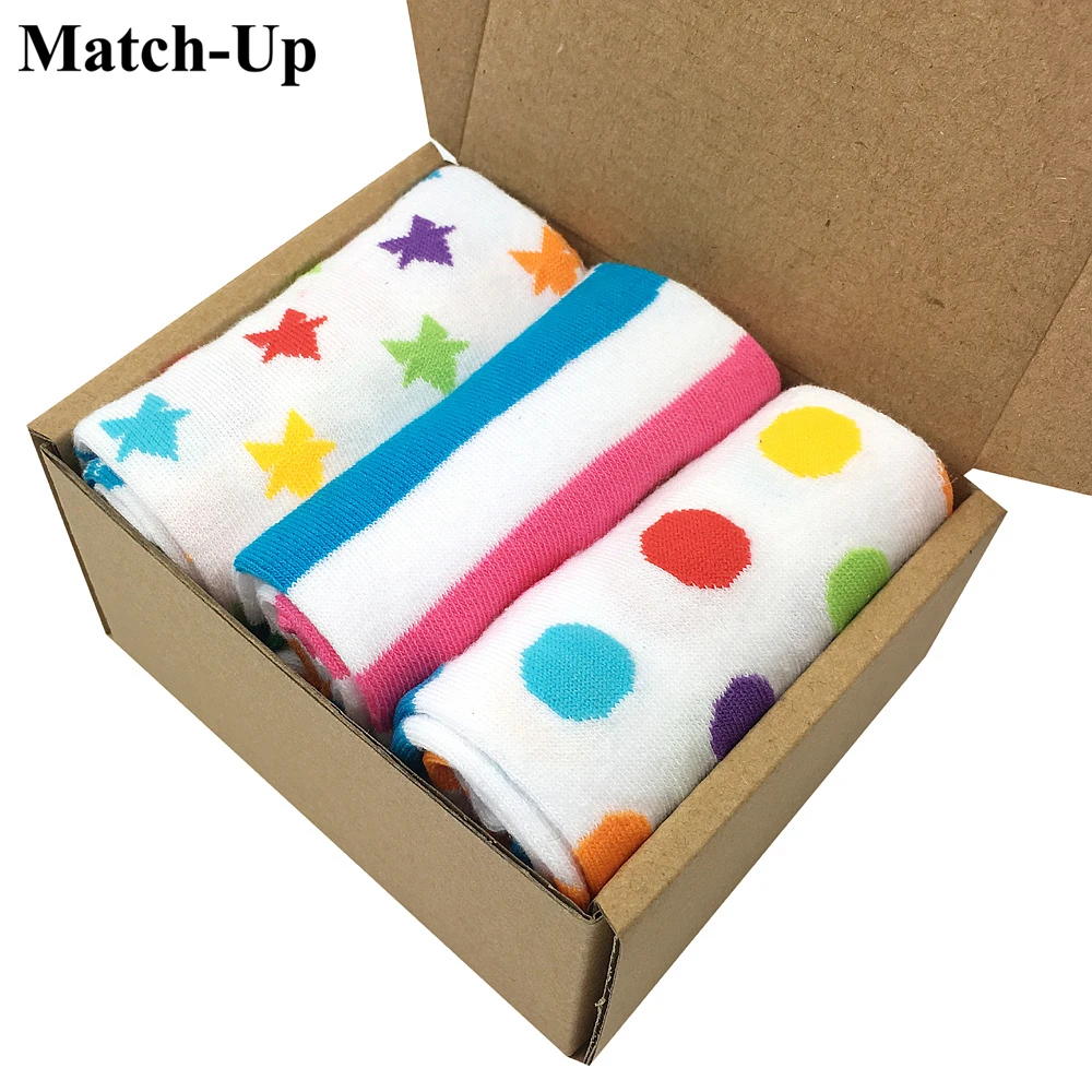 Match-Up Girl Funny Combed Cotton Brand Socks Women  Socks Gift box (3Pairs/box)