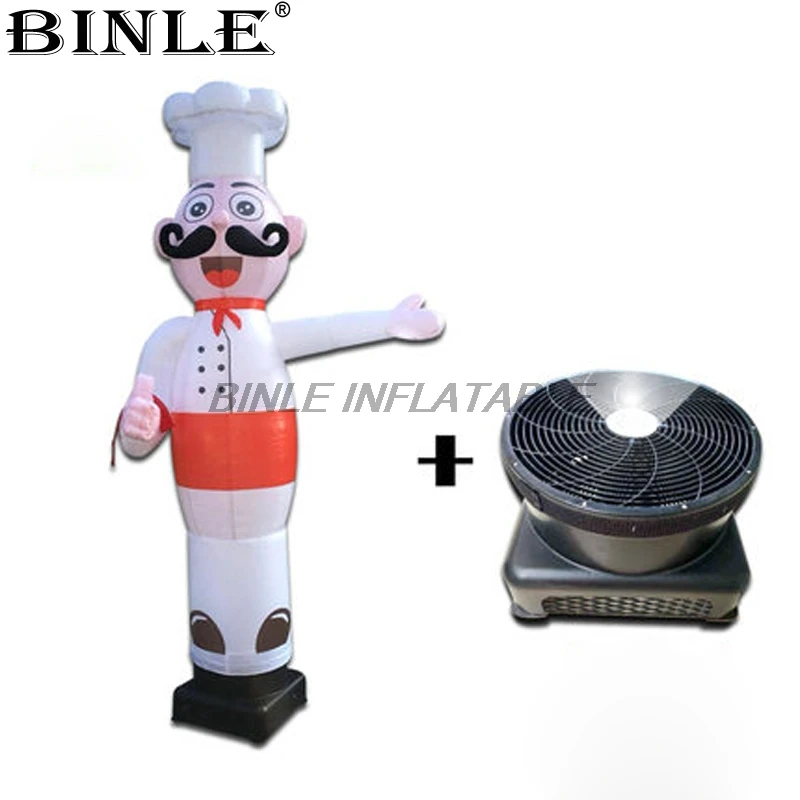 Outdoor decoration 3mH inflatable chef mini air dancer inflatable sky dancing windy man for restaurant openning