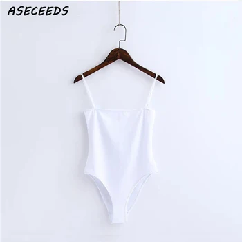 Body sexy com cinta de espaguete, ajuste sem encosto, corpo, magro, apertado, bodysuit, verão 2019