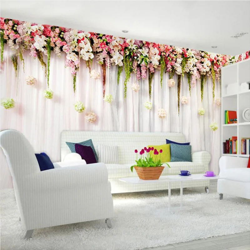 

3D Papel De Parede Custom Wallpaper For Wall Modern Romantic Flowers Wall For Bedding Room Sofa TV Backdrop Home Decor Mural