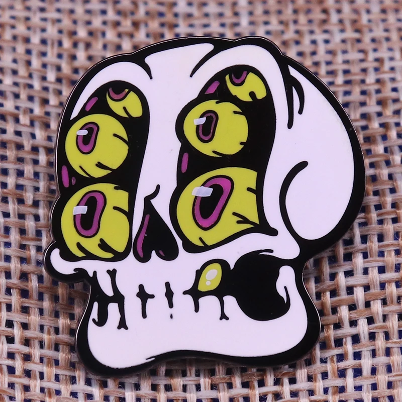 eyes skull horror enamel pin