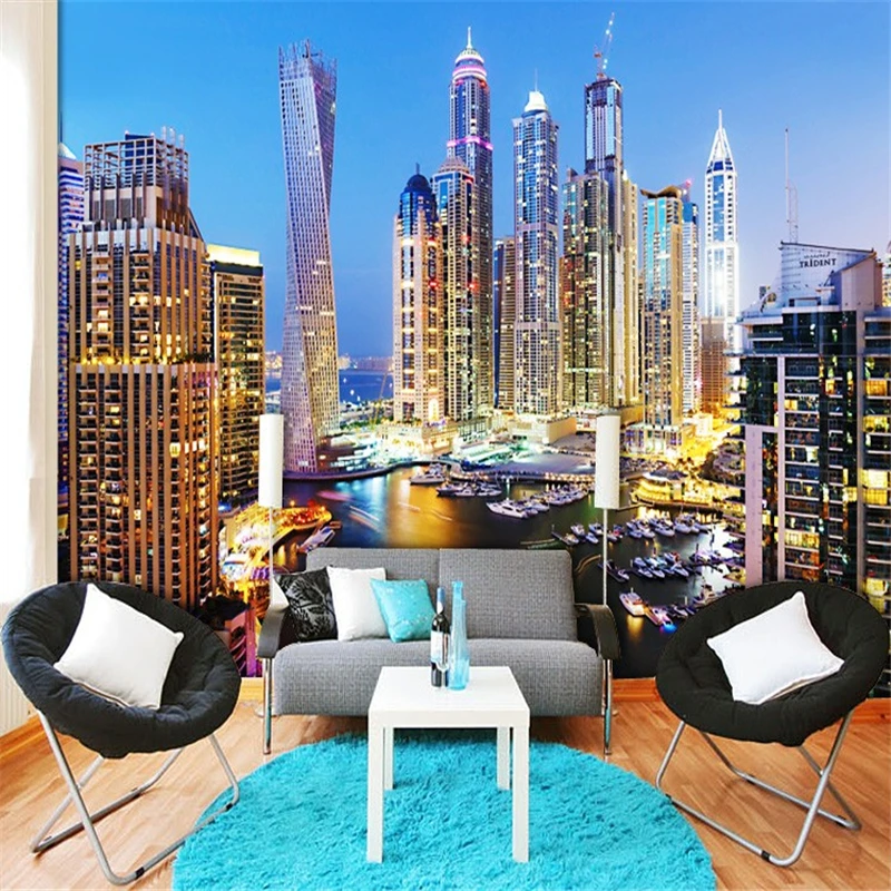 

beibehang papel de parede 3d Restaurant Dubai's night wallpaper for living room wall paper 3D wall paper TV background mural