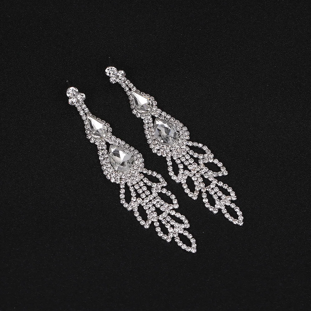 TREAZY Large Statement Earrings for Women Rhinestone Crystal Floral Long Drop Dangle Earrings 2019 Bridal Wedding Party Jewelry