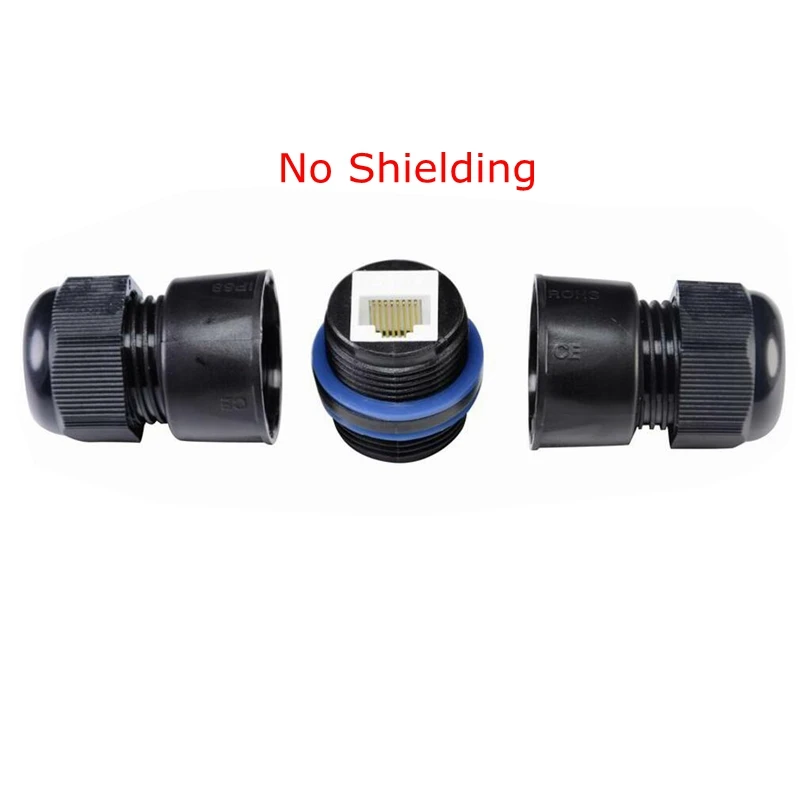 กันน้ำ RJ45 Connector,ethernet LAN RJ 45 CAT6หญิง Double-Head M25 Nut ตรงหัวป้องกันกันน้ำปลั๊ก