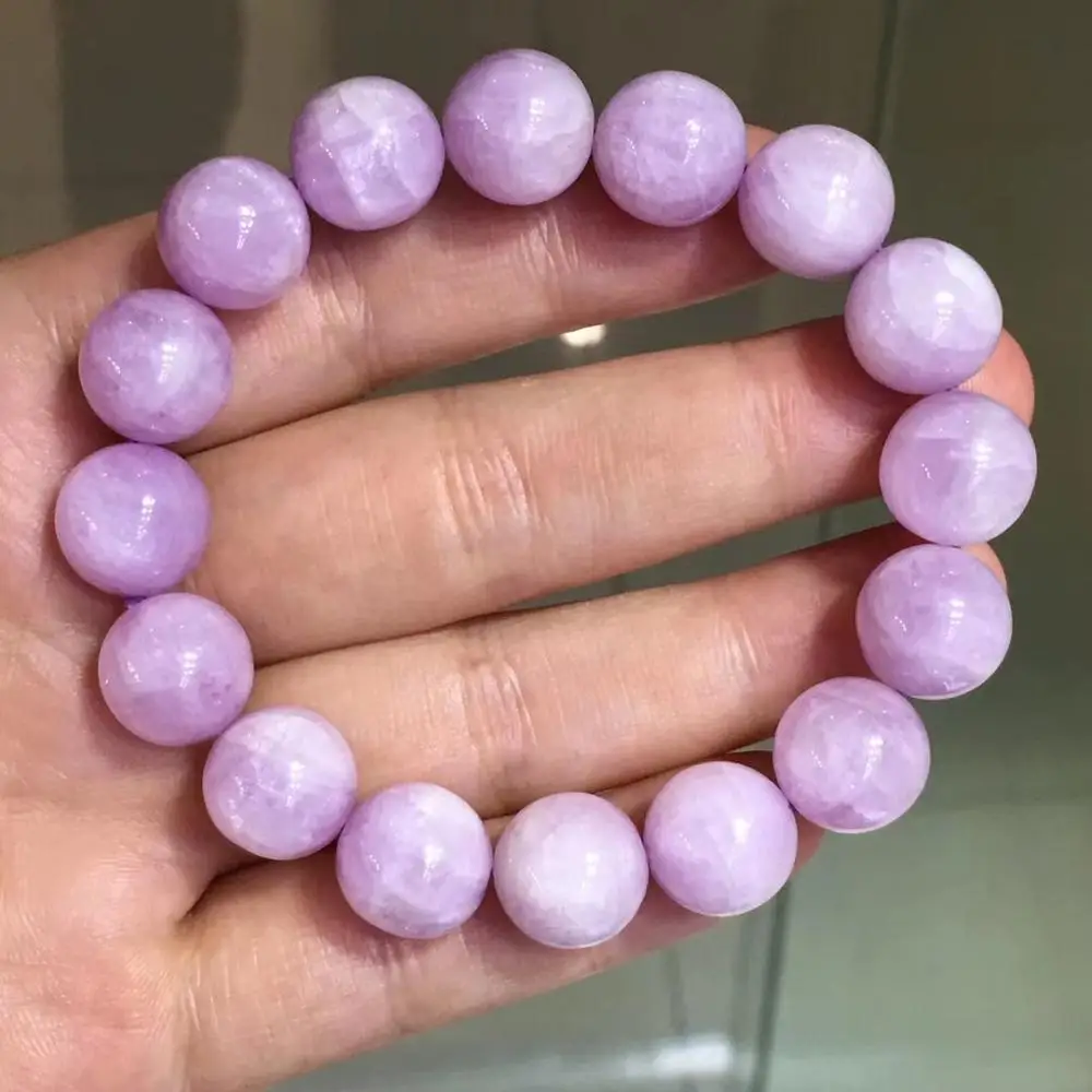 

12mm Natural Purple Kunzite Bracelet Jewelry For Women Men Gift Energy Crystal Stone Cat Eye Gemstone Beads Strands AAAAA