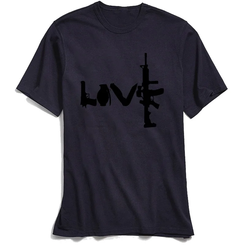 Love Weapons T-shirt Men Style T Shirt ar15 Vintage Tshirt 100% Cotton High Quality Green Tops & Tees Male Streetwear