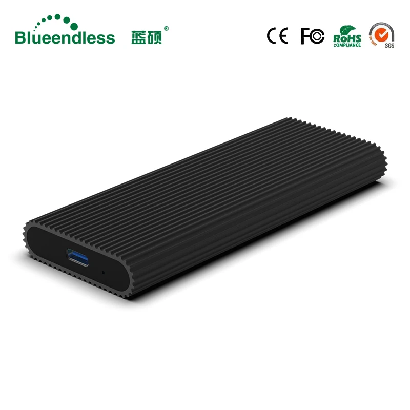 Blueendless M.2 Portable Ssd Hard Disk Cases Type C Usb 3.1 High Speed Hard Drive Enclosure Black Aluminum Hdd Caddy