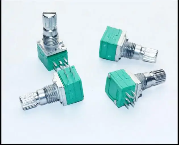 

[BELLA]R09 double type dual potentiometers B5K 10K 20K 50K 100K 500K axial length 15MM new TAIWAN products--50PCS/LOT