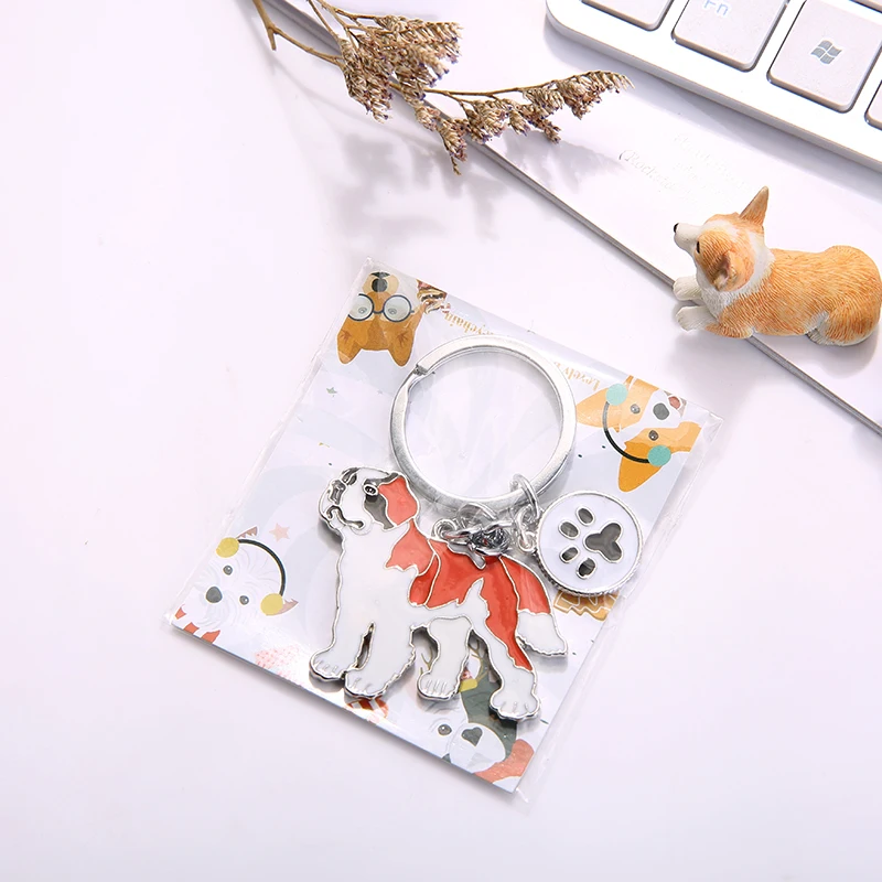 Fashion Dog Jewelry Saint Bernard Chain Key Ring Gift For Women Girl Bag Charm Keychain  Animal Pendant Jewelry