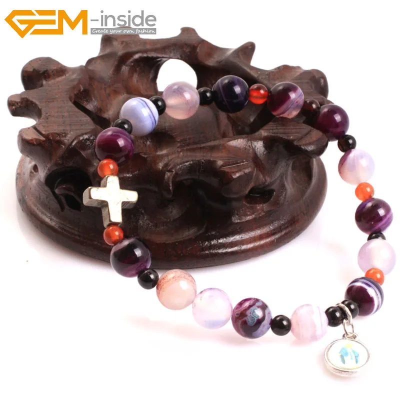 Gem-inside Natural Mala Anglican Muslim Catholic Christian Episcopal Prayer Rosary Stone Beads Bracelet For Men Women