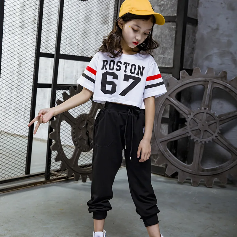 Children Hip Hop Clothing Girl Summer 2018 New Arrival Kids Street Dance Clothes Sets Teenage Girls Jazz Dance Clothing Set