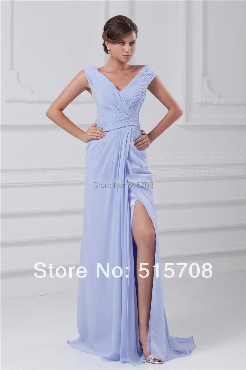 

Custom V Neck Chiffon Prom Gown Front Split Formal Evening Dresses Cheap Size 2 4 6 8 10 12 14 16