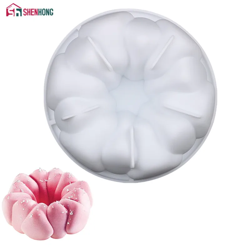 SHENHONG 3D форма для торта с каменными цветами для выпечки, круглая форма для муссов и десертов, силиконовая форма для украшения, Кондитерская сковорода с силиконом
