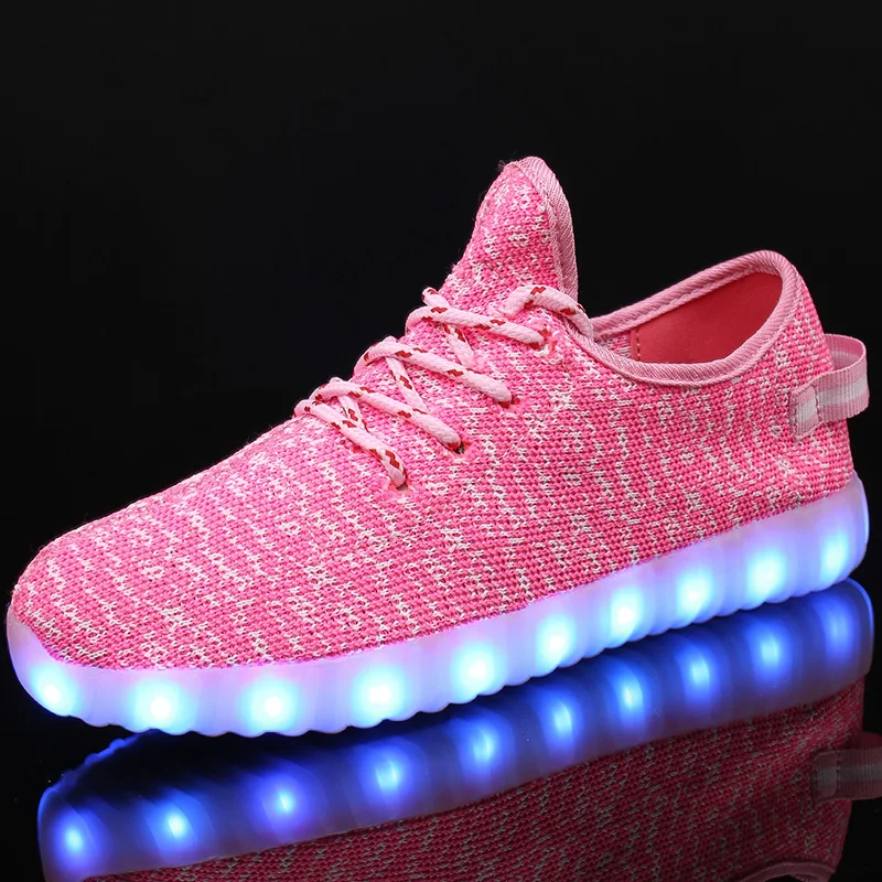 Chaussures pour enfants et adultes 7 lumières LED colorées hommes et femmes respirant USB Rechargeable Fluorescent lumineux baskets taille 35-46