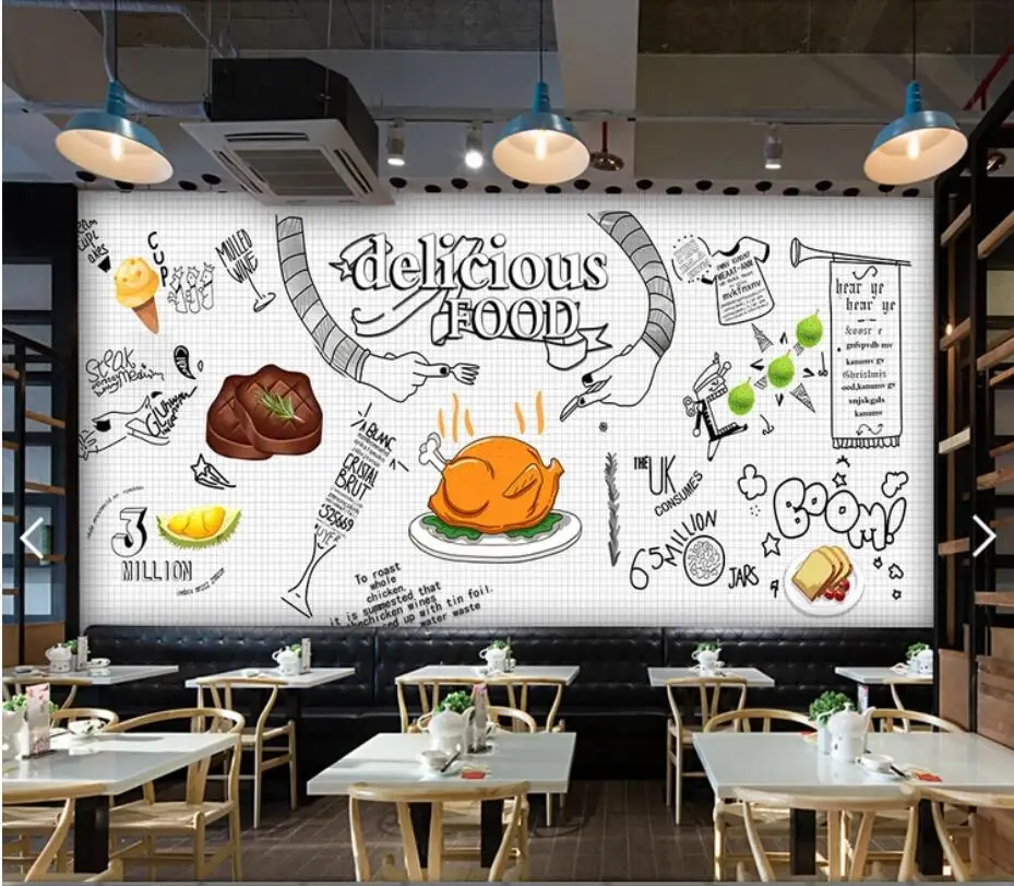 

Pizza Restaurant Wallpaper Paper Roll Mural Art Decorative European Vintage Wood Western Food Shop