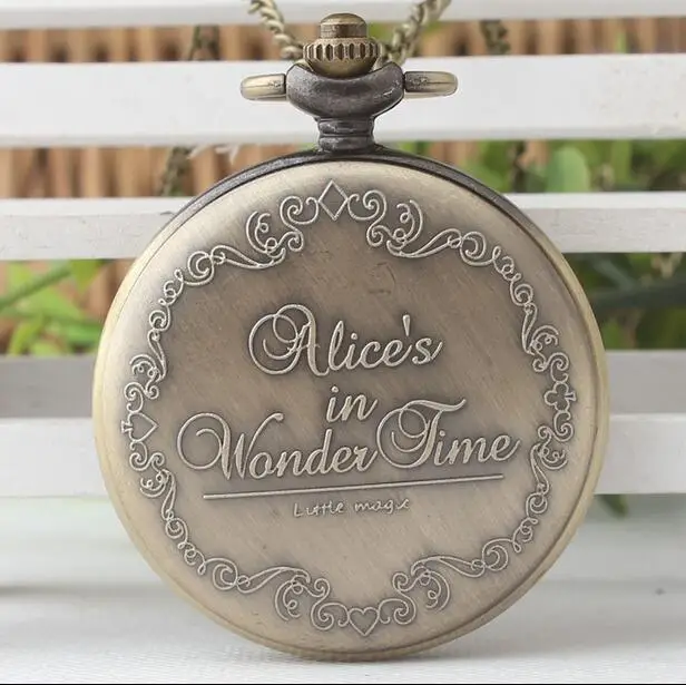 

Alice's Adventures in Wonderland rabbit card key And Bear the Eiffel Tower Bronze antiques pendant Necklace pocket watches gift