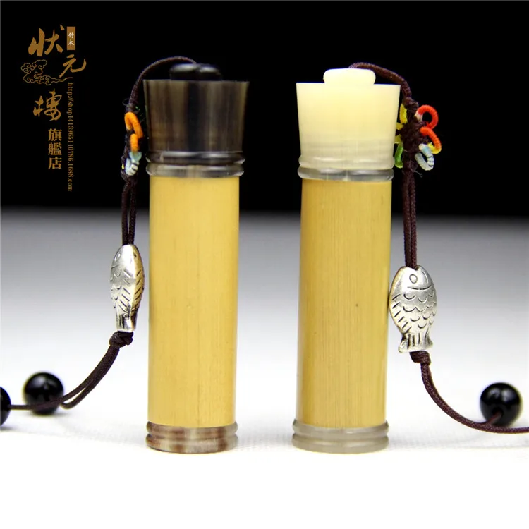 Delicate jade bamboo Mosaic Africa spend horn snuff bottle of tobacco Chen xiang cone tube wholesale high-grade ointment